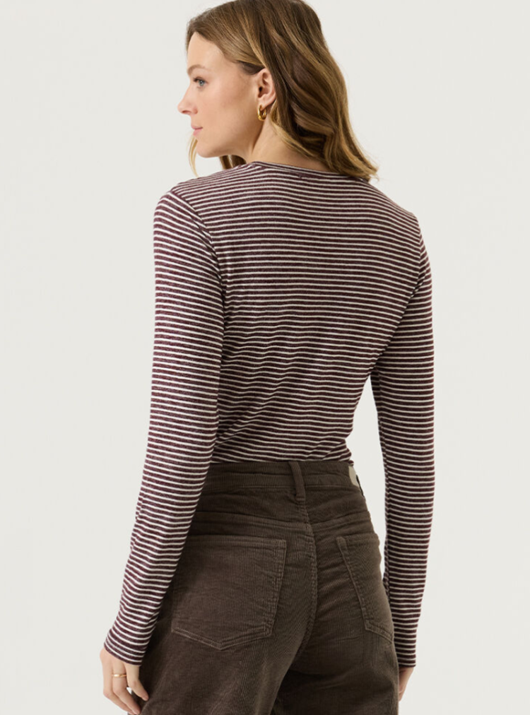T-shirt lange mouwen gestreept 4081-rosewood