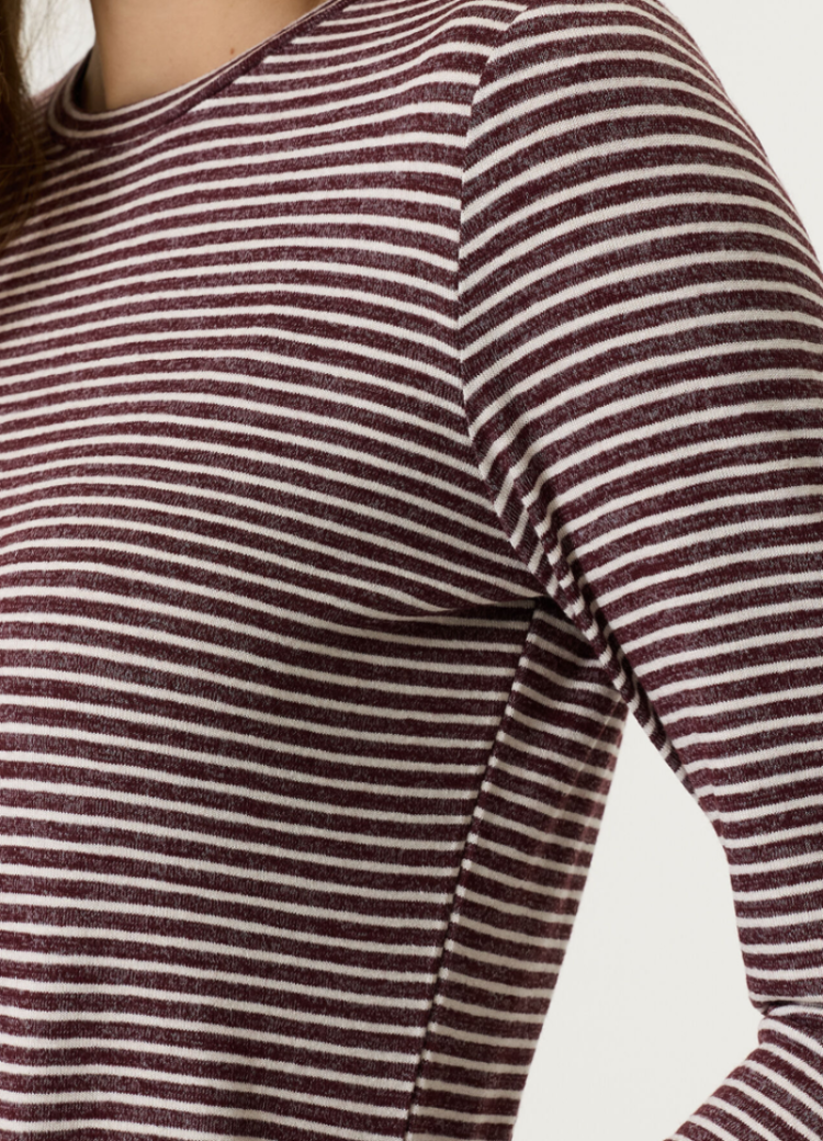 T-shirt lange mouwen gestreept 4081-rosewood