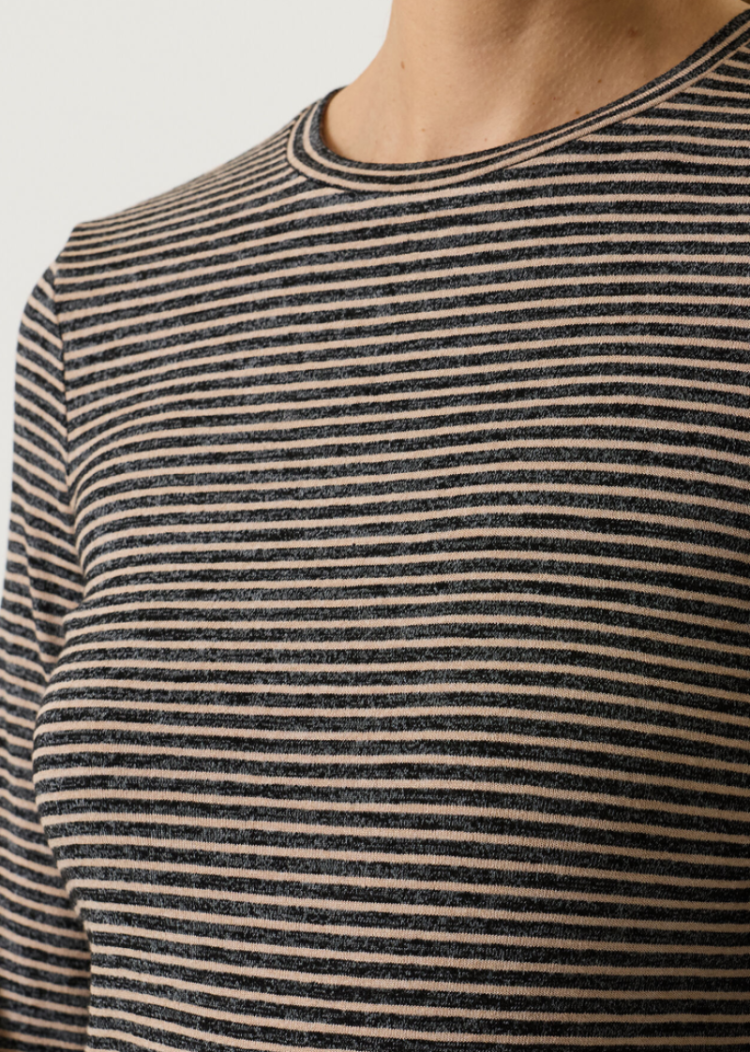 T-shirt lange mouwen gestreept 60-black