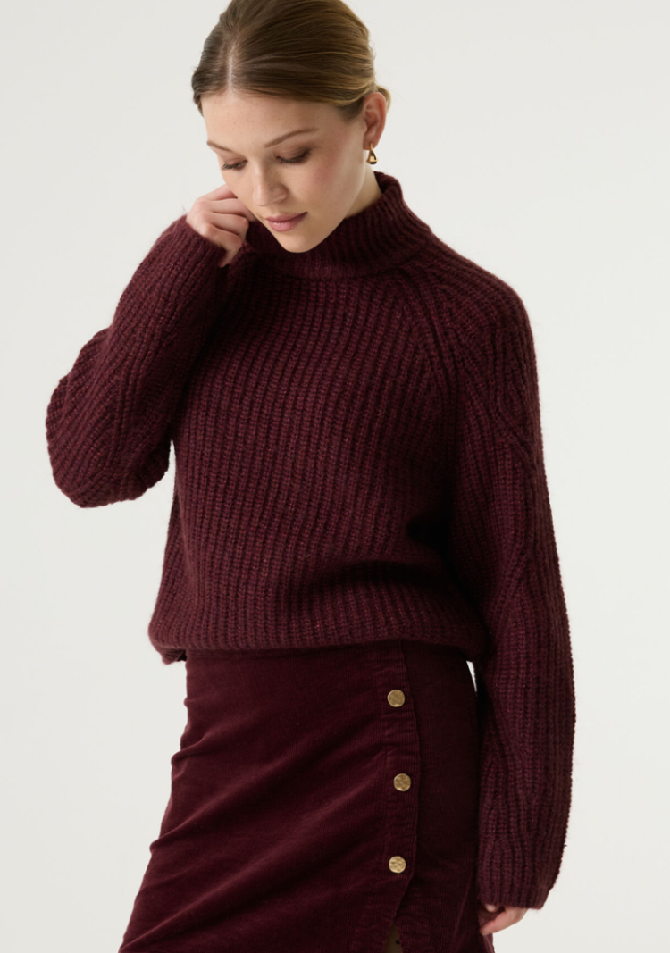 Pull opstaande hals beetje glitter 4081-rosewood