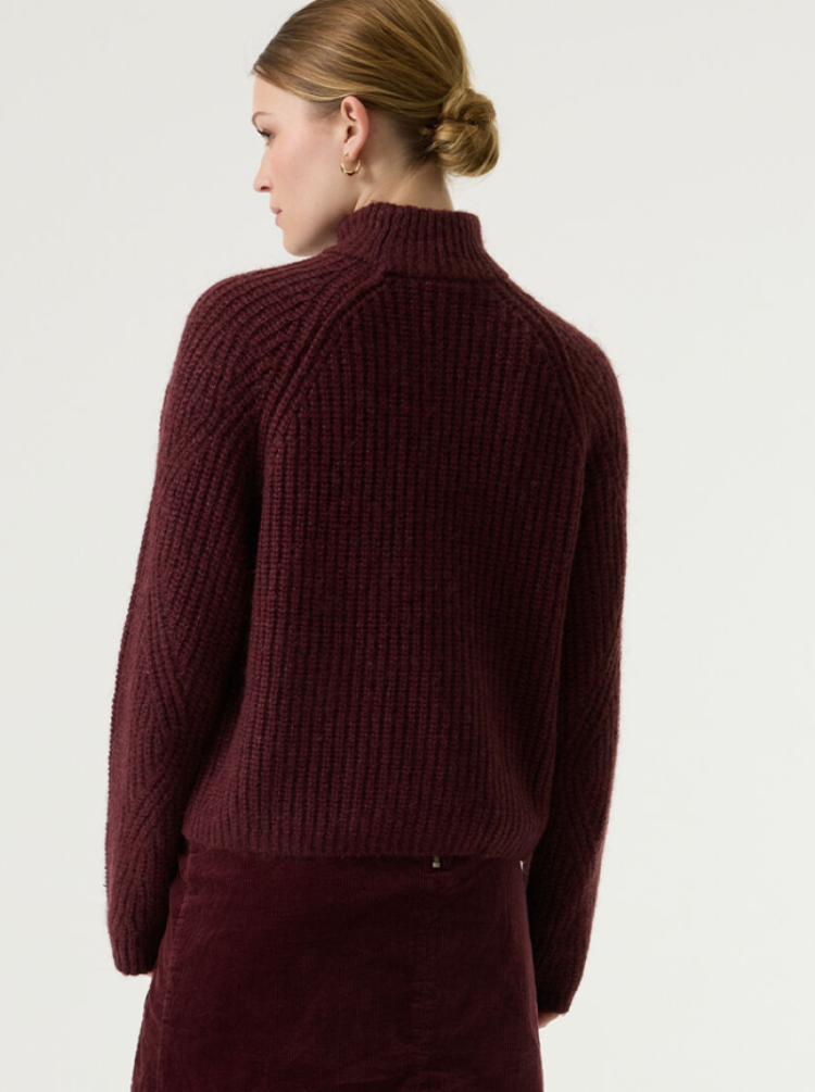 Pull opstaande hals beetje glitter 4081-rosewood