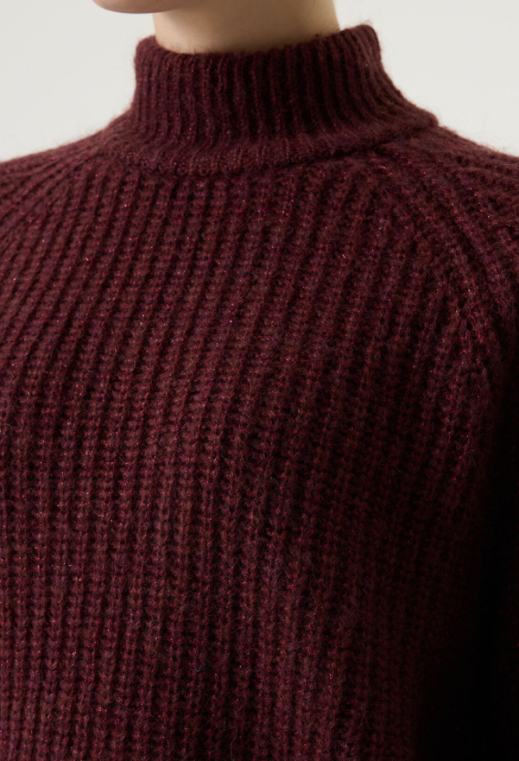 Pull opstaande hals beetje glitter 4081-rosewood