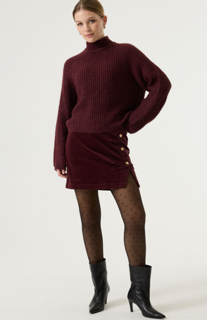 Pull opstaande hals beetje glitter 4081-rosewood