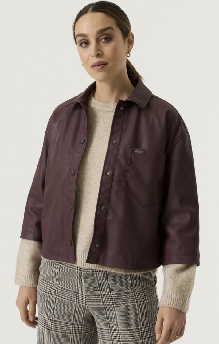 Vest lederlook met kraag hlm 4081-rosewood
