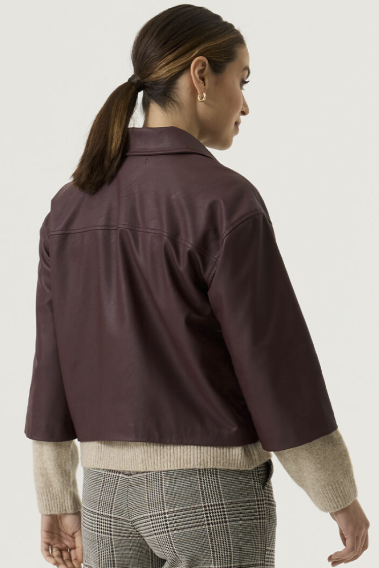Vest lederlook met kraag hlm 4081-rosewood