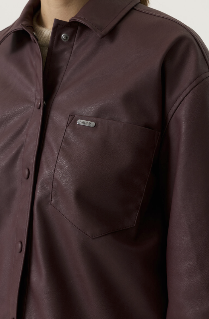 Vest lederlook met kraag hlm 4081-rosewood