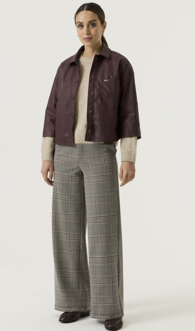 Vest lederlook met kraag hlm 4081-rosewood