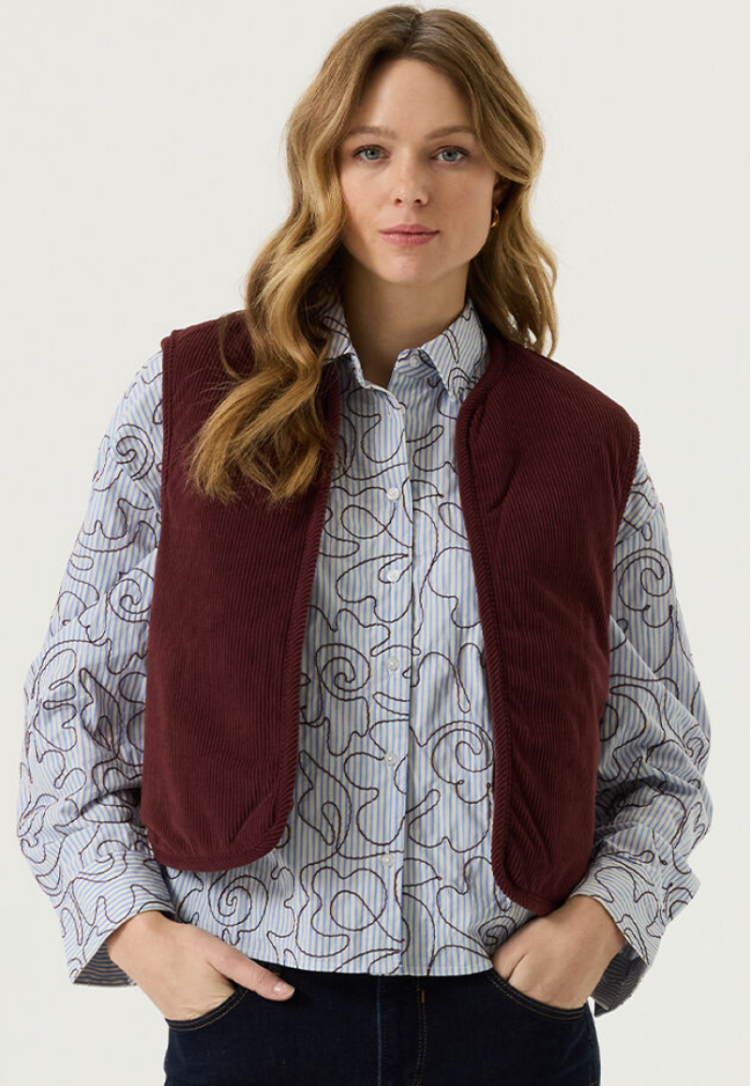 Bodywarmer reversible teddy rib bordeaux 4081-rosewood
