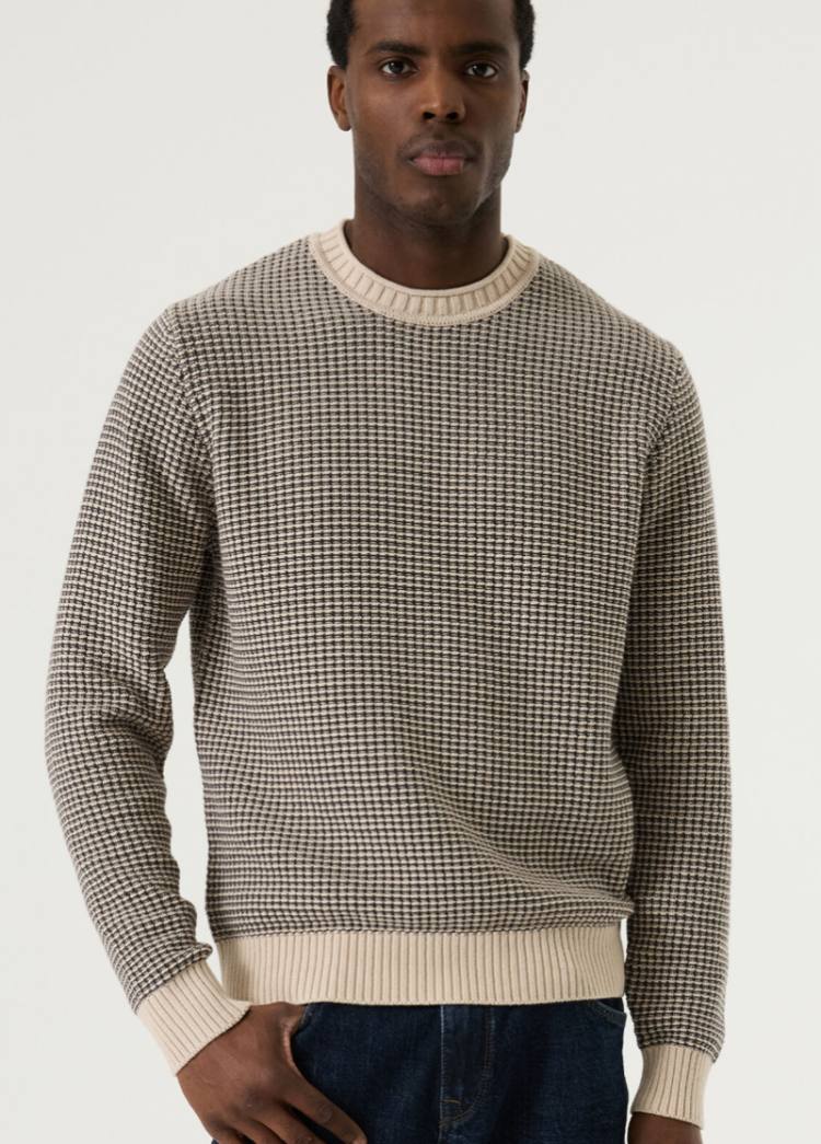 Pull kleine blokjes ecru bruin 4115-soft buff
