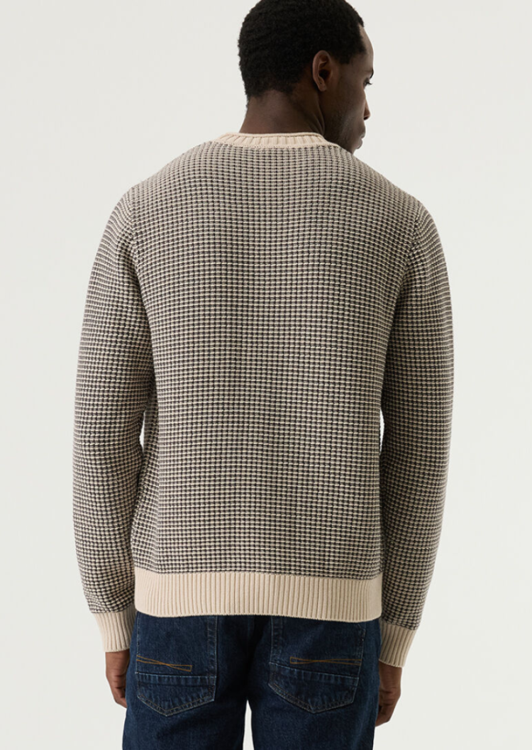 Pull kleine blokjes ecru bruin 4115-soft buff