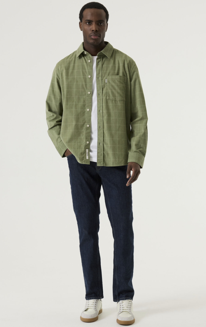 Hemd ribfluweel met tst ruiten 4163-sea kelp