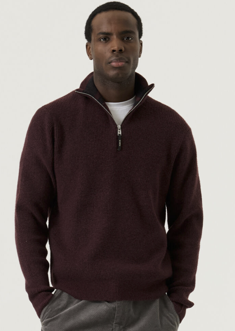 Pull halve rits effen 4174-italian plum
