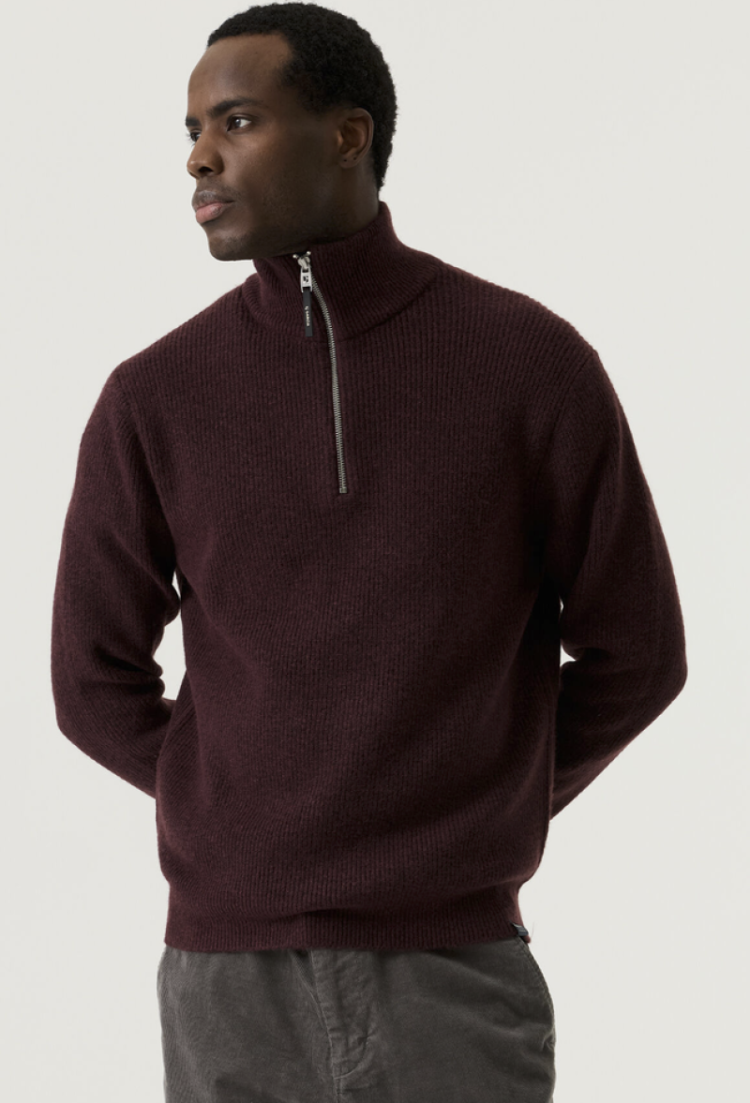 Pull halve rits effen 4174-italian plum