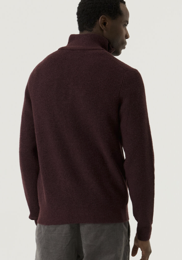 Pull halve rits effen 4174-italian plum