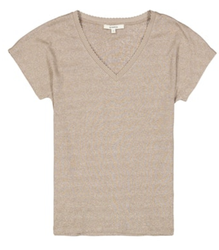 T-shirt effen v glitter km  5196-latte dusk