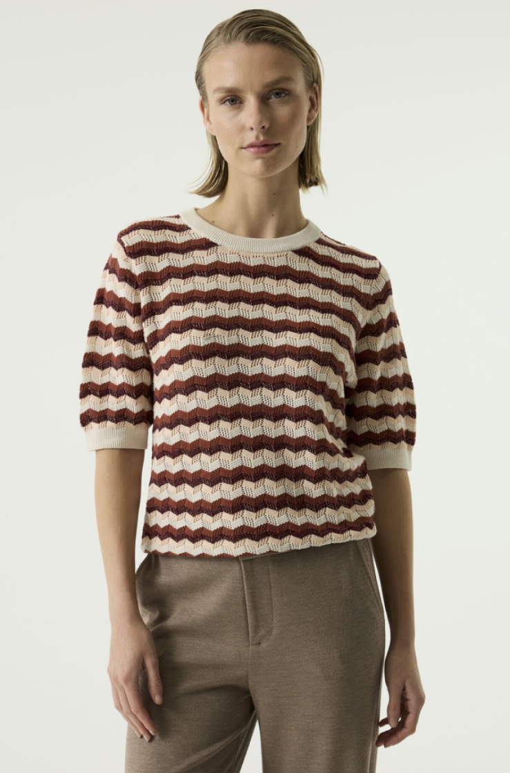 Pull km zigzag roest zalm ecru 4294-whitecap