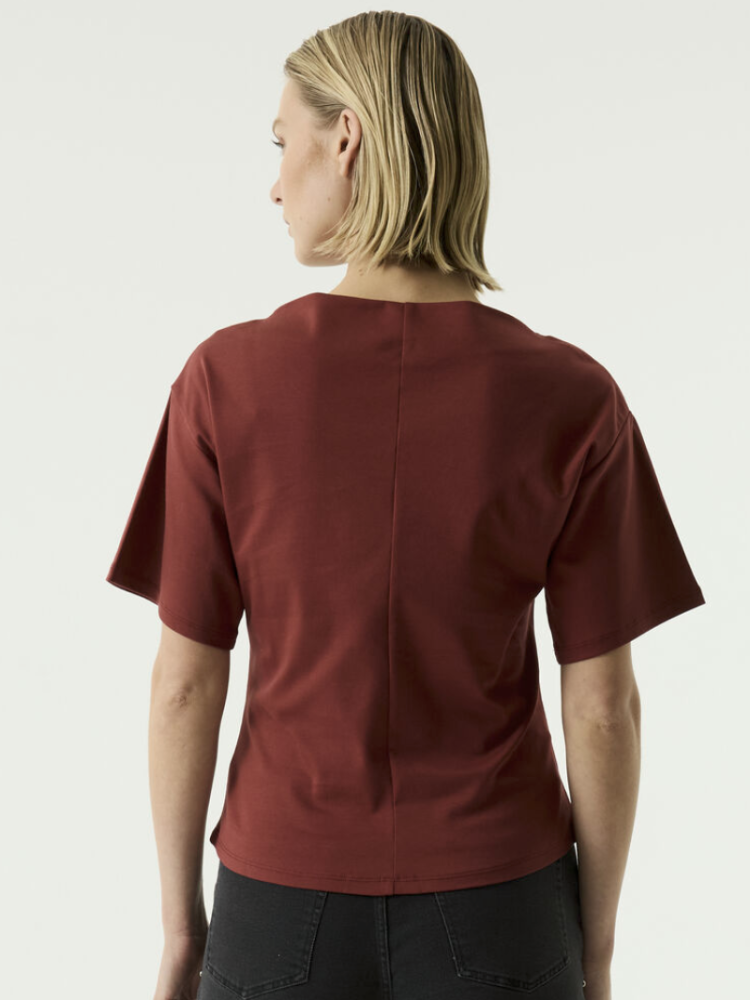 T-shirt km opstaande boothals 4456-chili blus