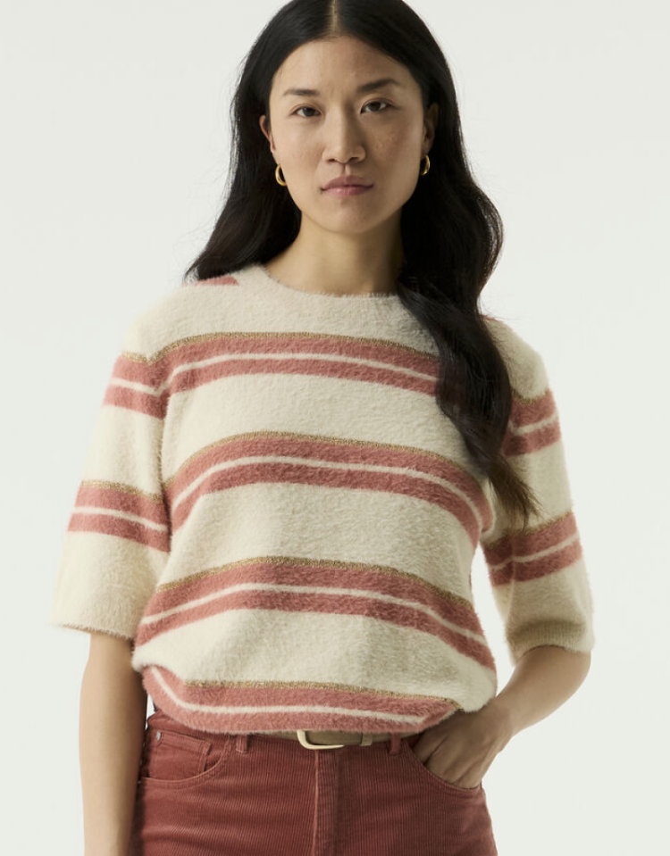 Pull km gestreept multi fluffy 4294-whitecap