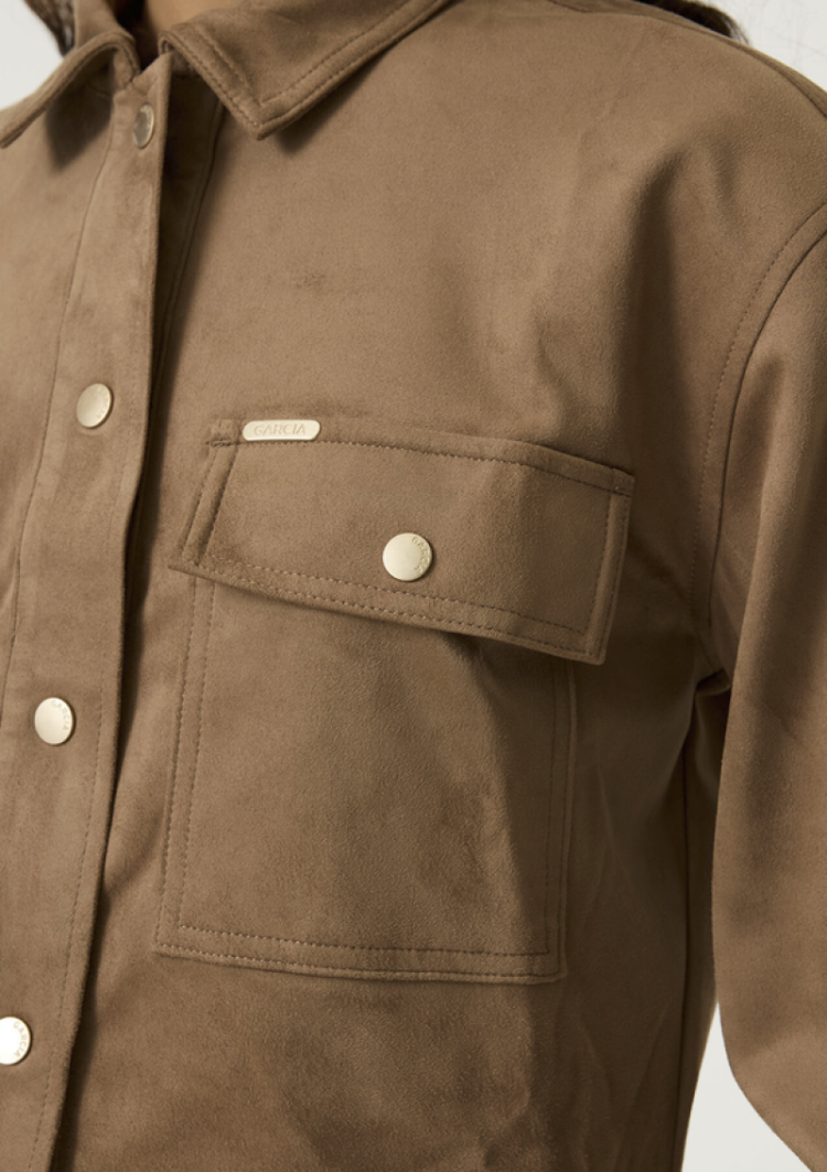 Vest met kraagje suède 5232-soft taupe