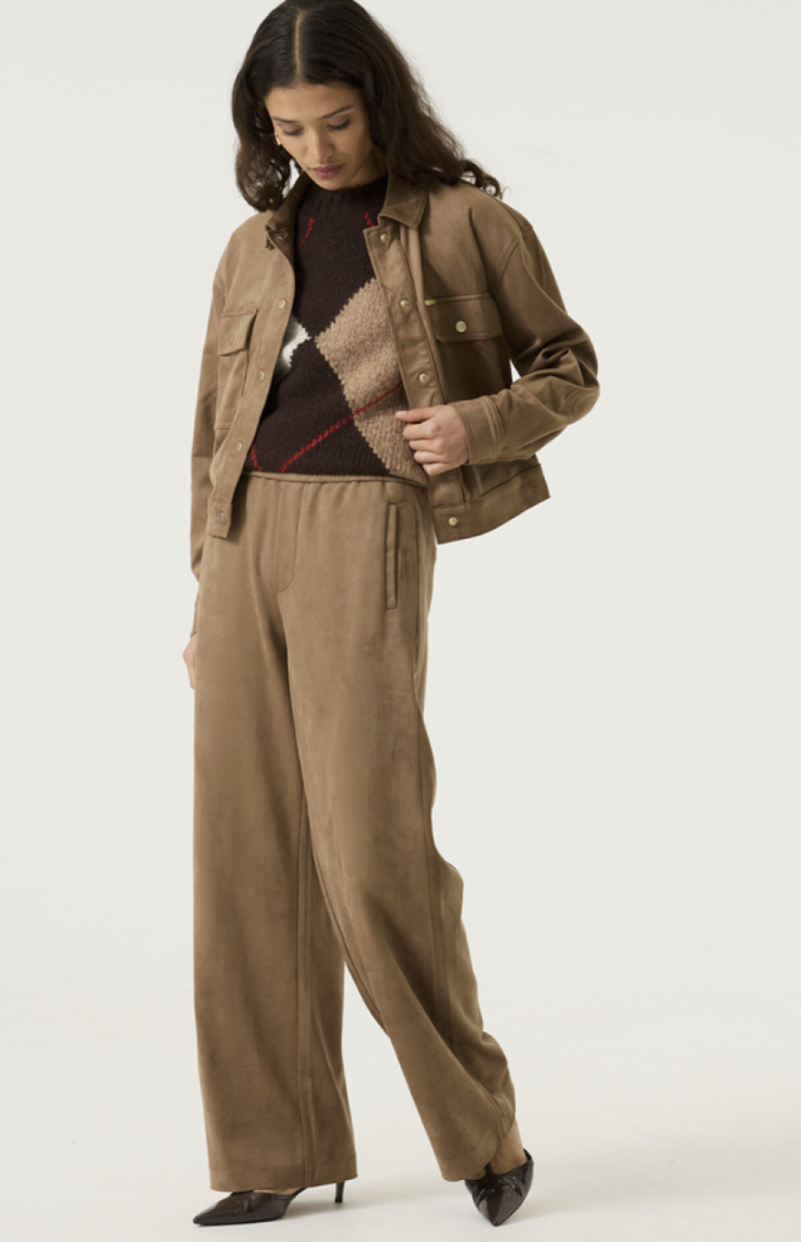 Vest met kraagje suède 5232-soft taupe