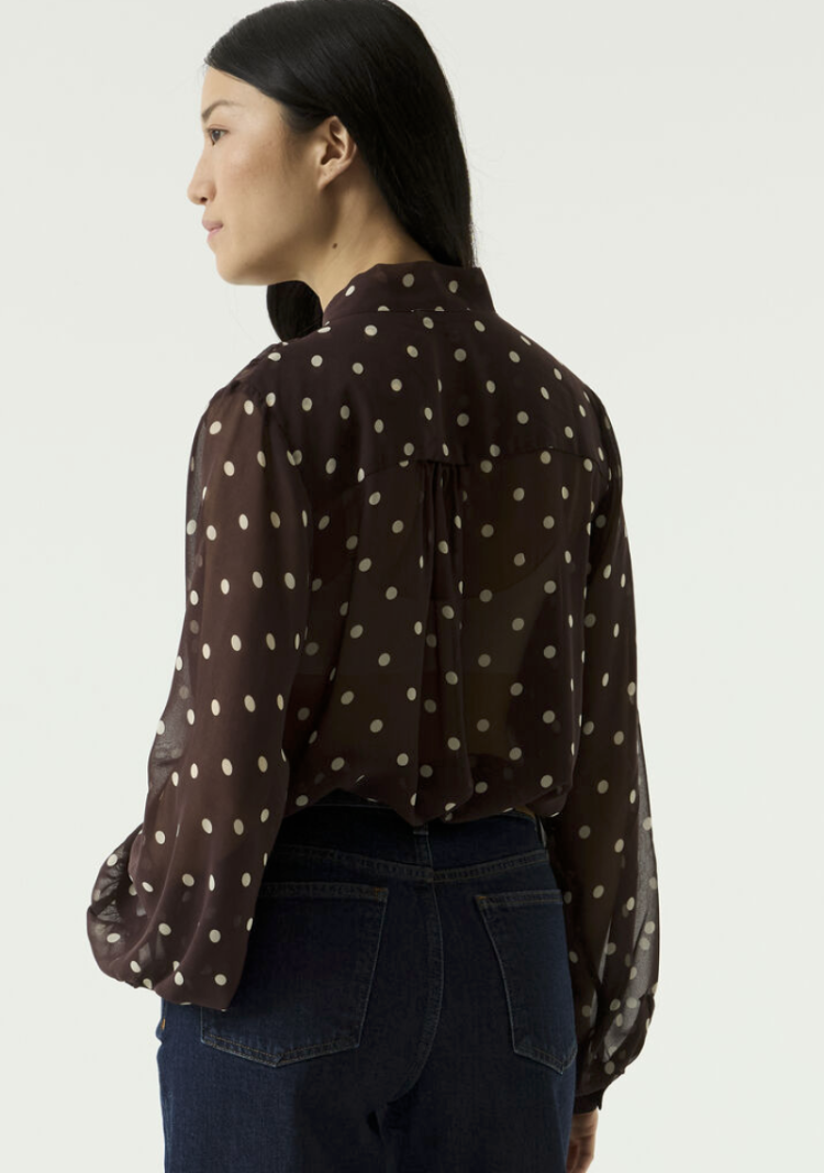 Blouse bolletjes met striklint aan hals 4478-hazel bloom
