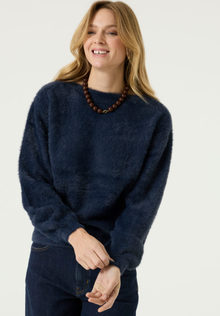 Pull fluffy boothals 5181-sapphire mist