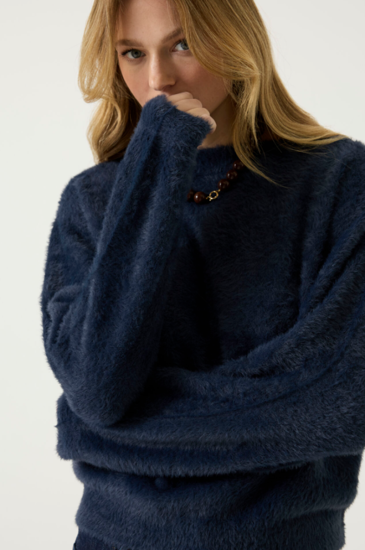 Pull fluffy boothals 5181-sapphire mist