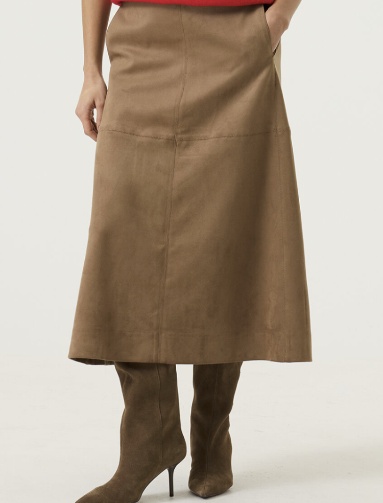 Rok halflang suède 5232-soft taupe