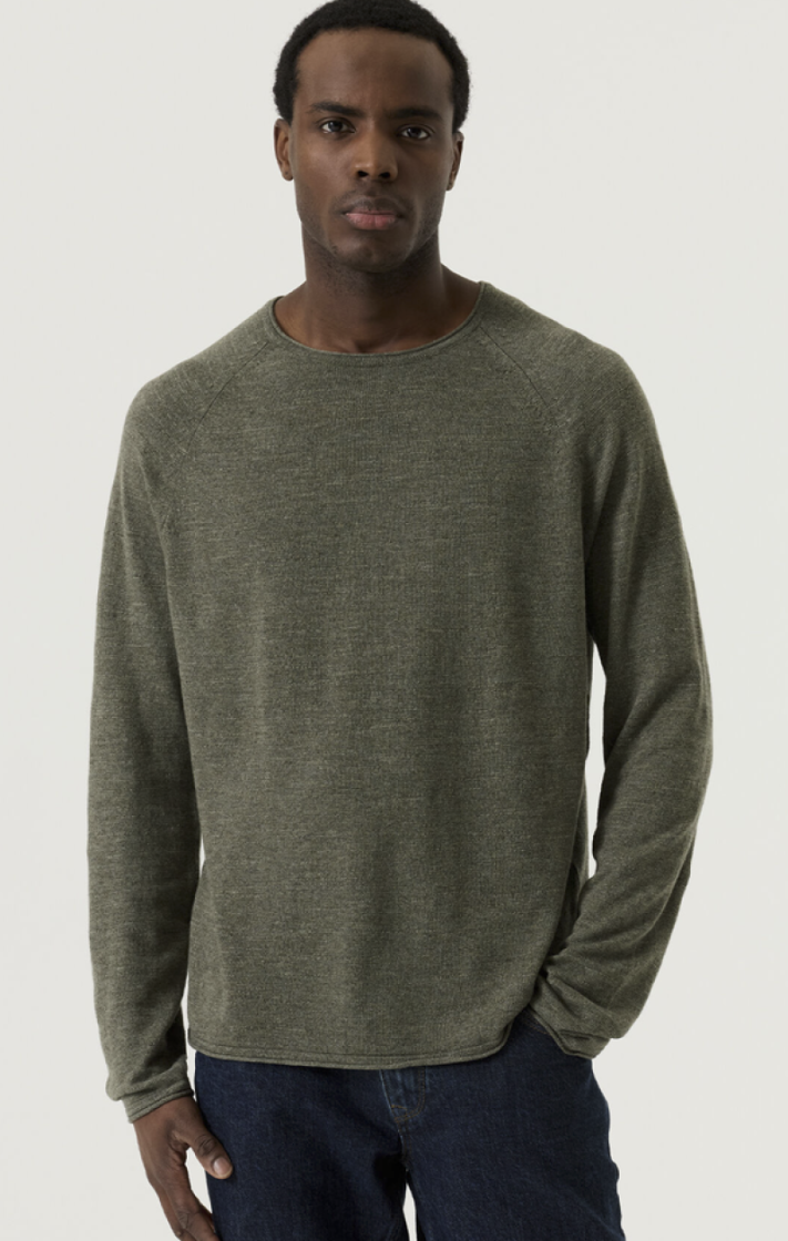 Basispull effen ronde hals 4137-faded olive