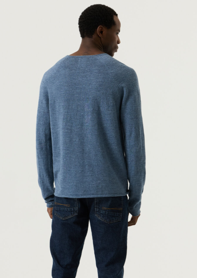 Basispull effen ronde hals 4178-smokey blu