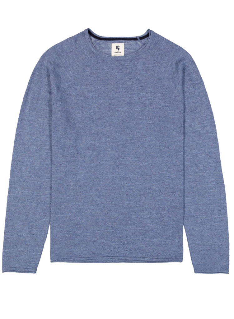 Basispull effen ronde hals 4178-smokey blu
