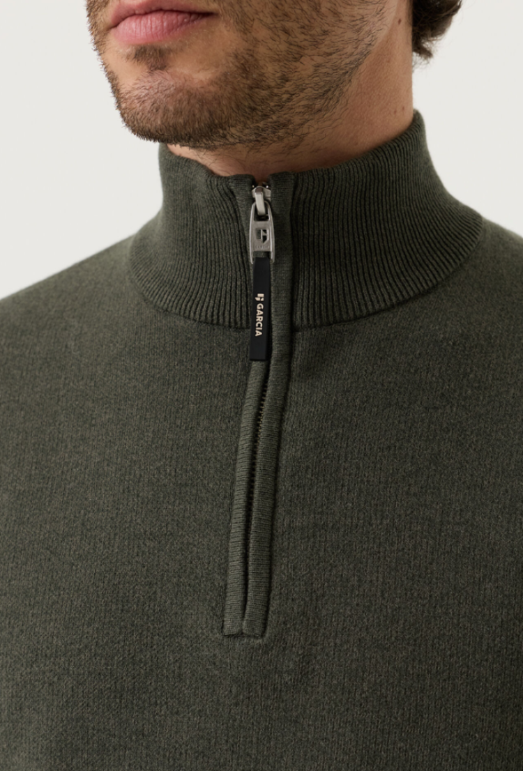 Pull halve rits basic 4137-faded olive