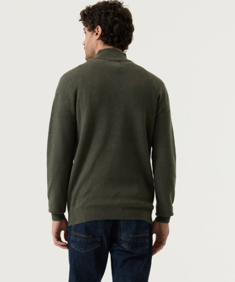 Pull halve rits basic 4137-faded olive