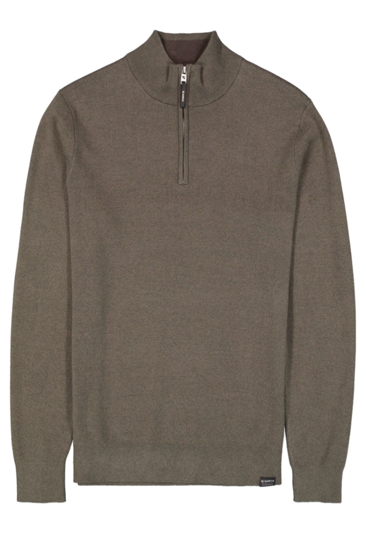 Pull halve rits basic 4137-faded olive