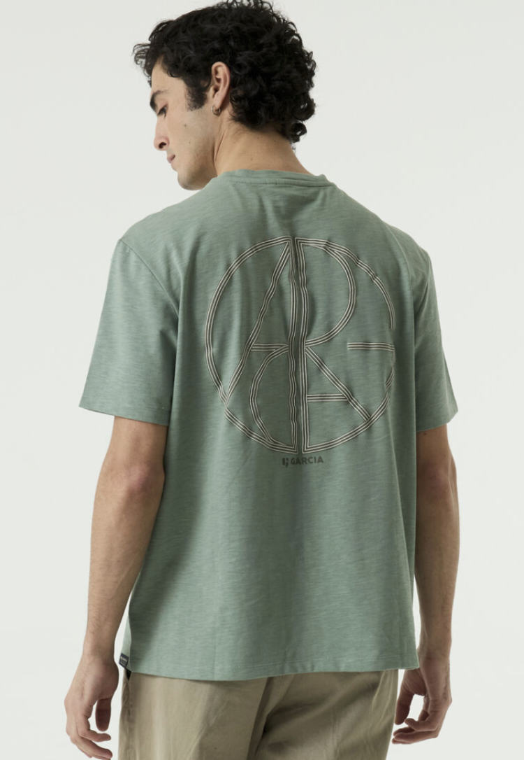 T-shirt grote backprint cirkel Garcia 4086-sea foam