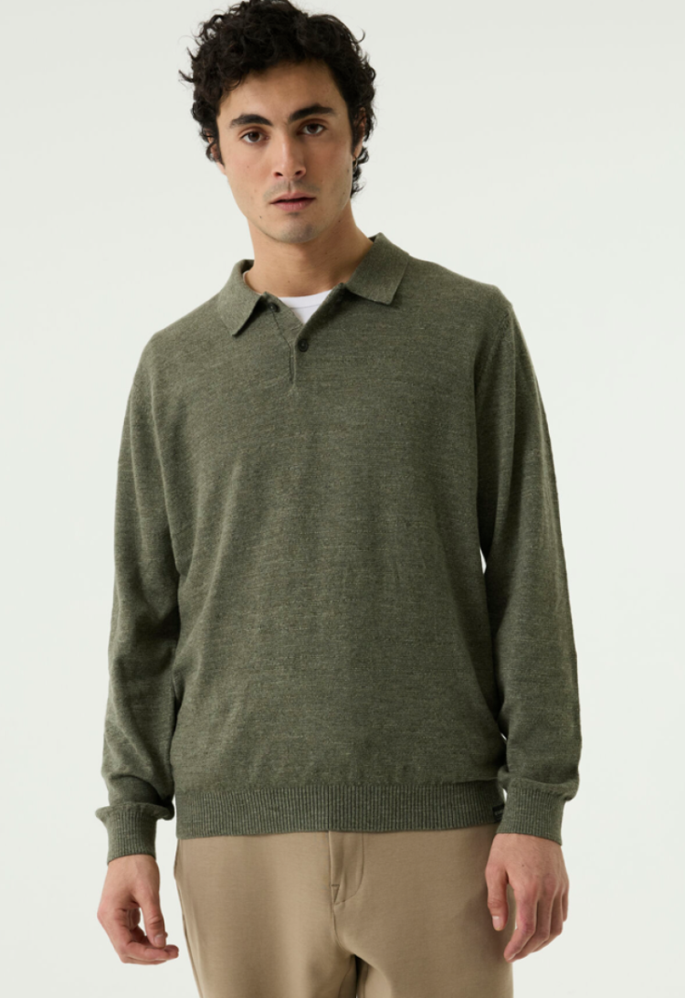 Polo lm knitted 4137-faded olive