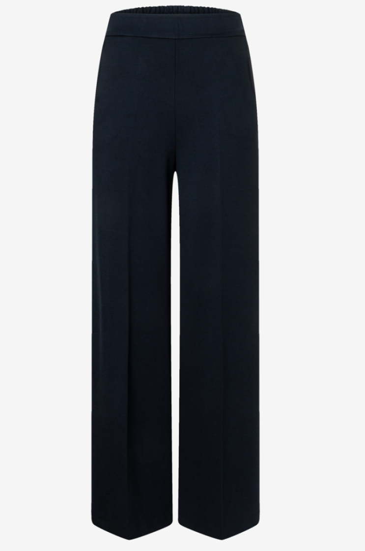 Broek brede pijpen stretch rek in taille 0375 marine