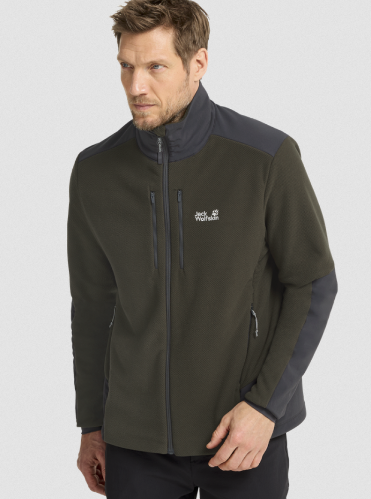 Cold Ridge Jkt Men structuurfleece met versteviging schouders E0205 Obsidian Moss