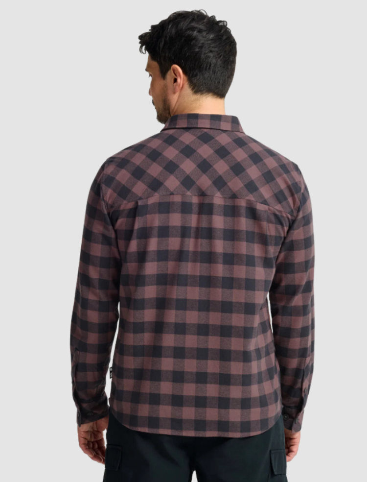 Lite Flannel Shirt Men T0600 Check Sheer Plum