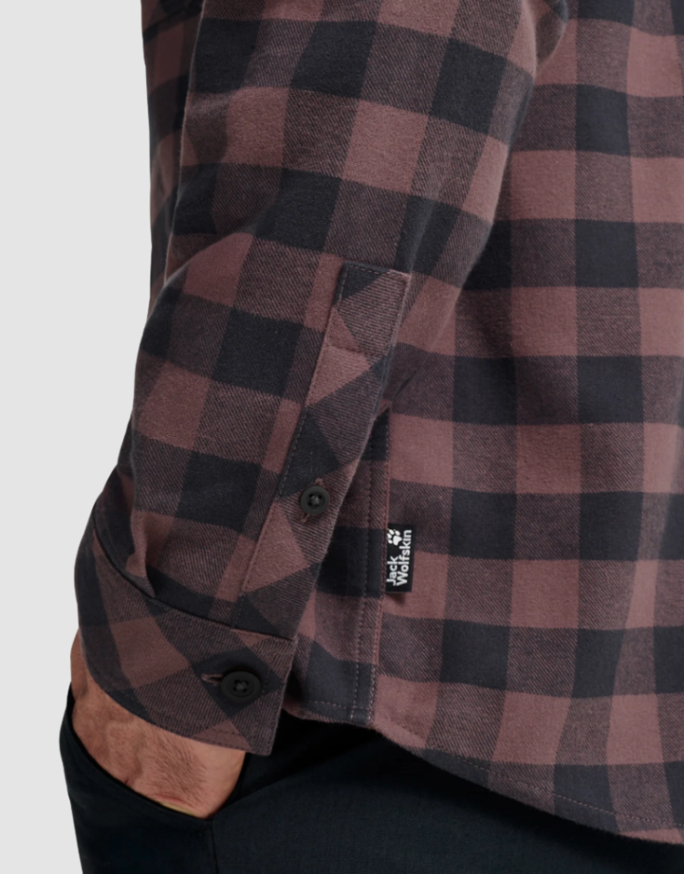 Lite Flannel Shirt Men T0600 Check Sheer Plum
