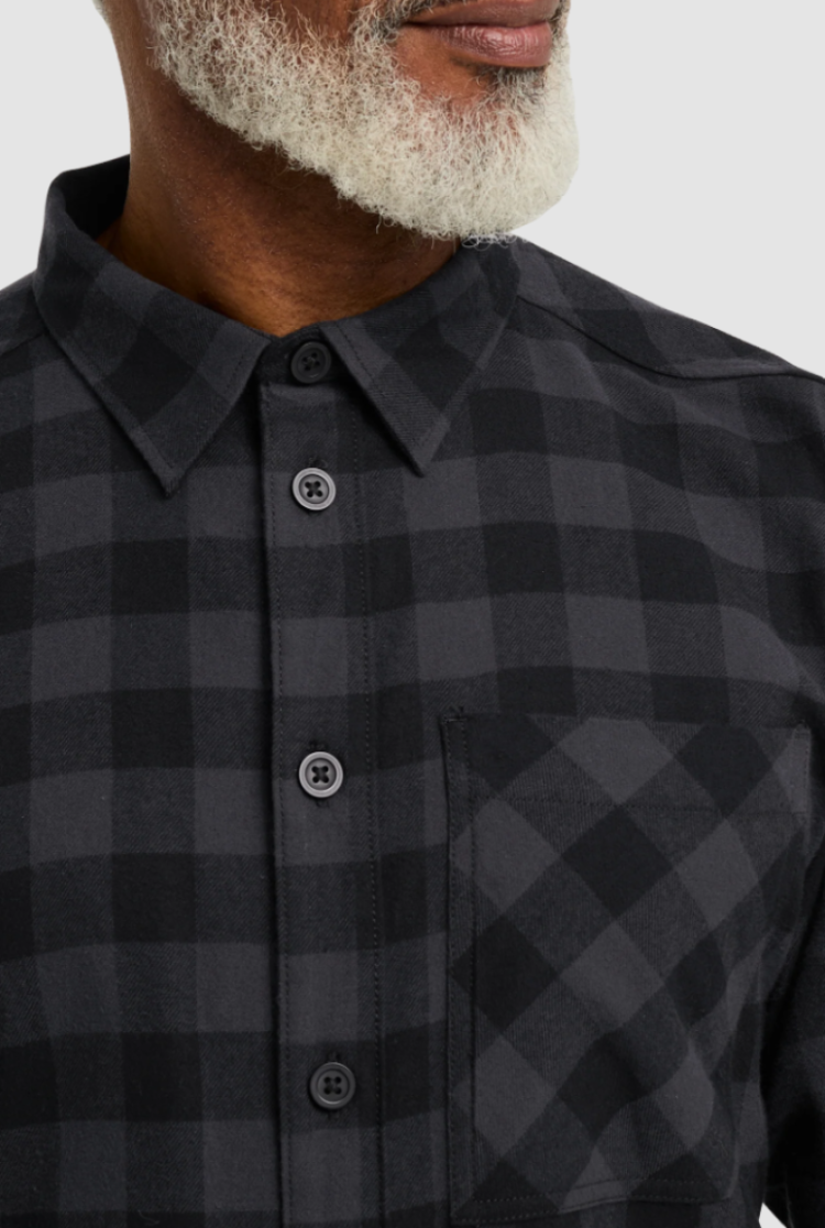 Lite Flannel Shirt Men T0156 Check Black