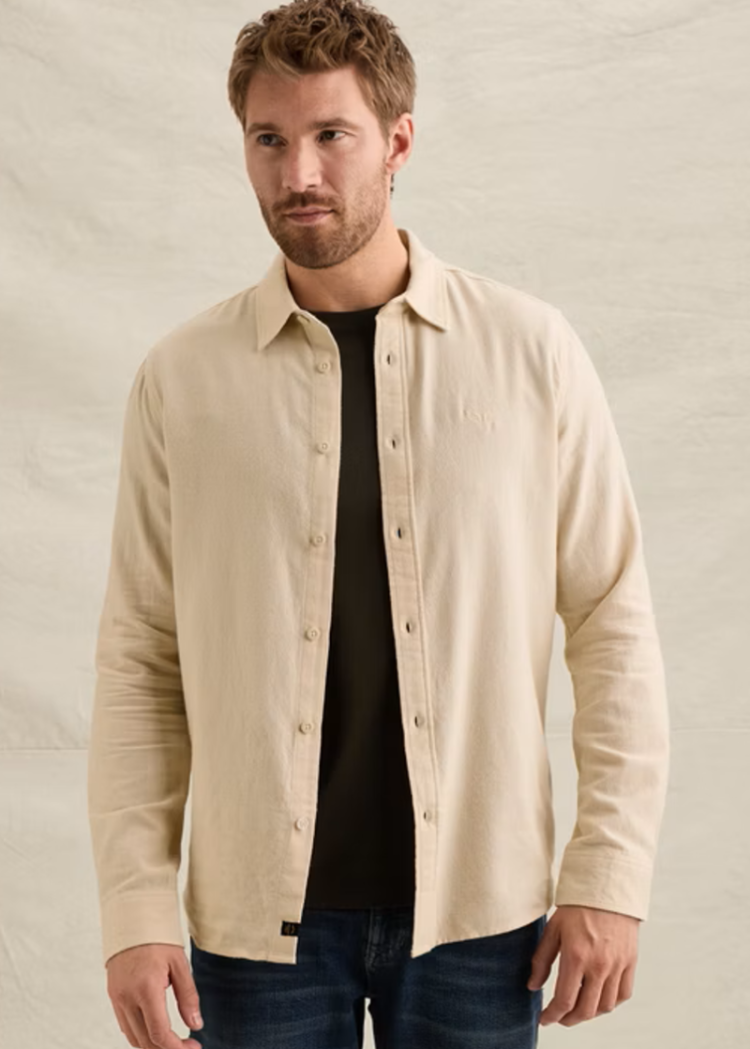 Hemd flannel effen ACTIE 7013 Bone White