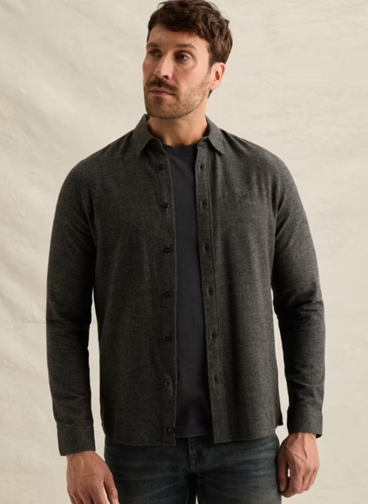 Hemd flannel effen ACTIE 9067 Jet Black