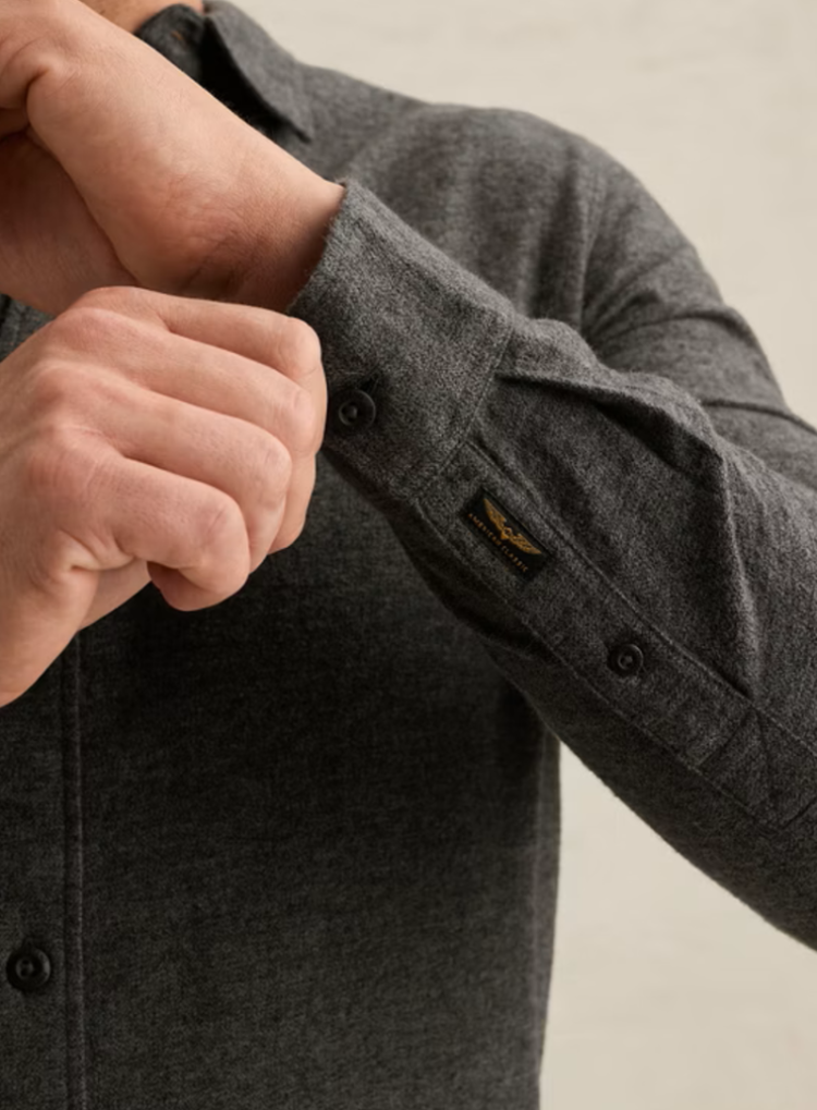 Hemd flannel effen ACTIE 9067 Jet Black