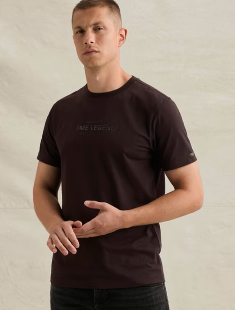 T-shirt effen kleine letters op borst 4357 Dark Auber