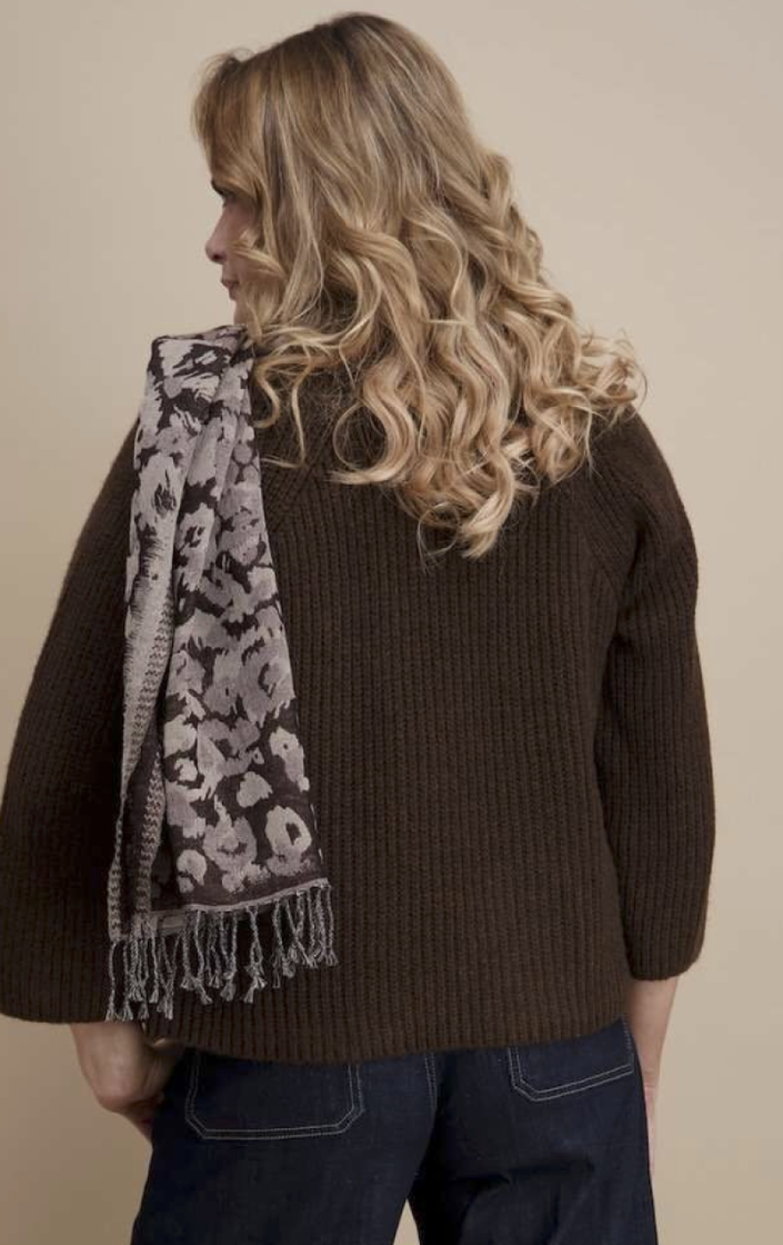 Cardigan effen bredere mouwen 03 chocolat
