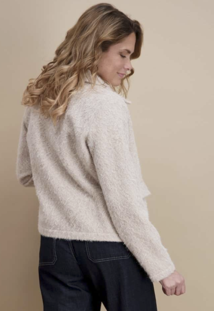 Vestje met kraag bouclé 2 beige