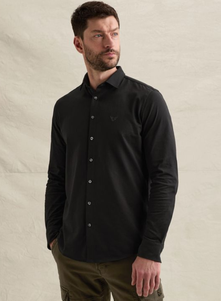 Hemd lm effen stretch 999 Black