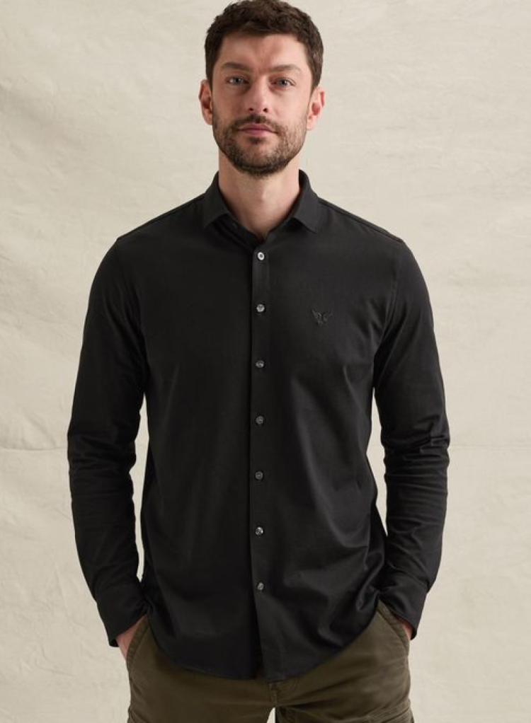 Hemd lm effen stretch 999 Black