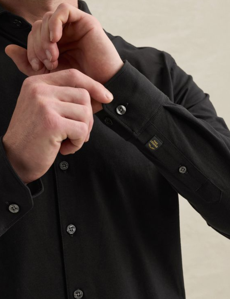 Hemd lm effen stretch 999 Black